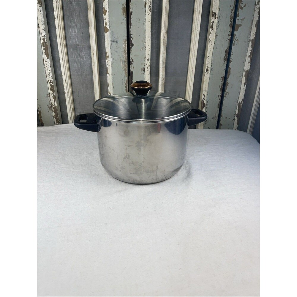 Paula Deen Signature 8 Qt Copper Bottom Stock Pot Conduction Stainless Steel